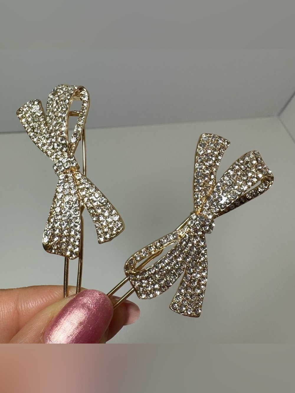 Two Rhinstone Gold-tone Hair Clips - Picture 4 of 6